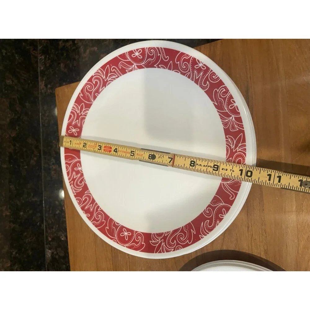 Corelle Bandhani Red White 4 Dinner and 4 salad plates
